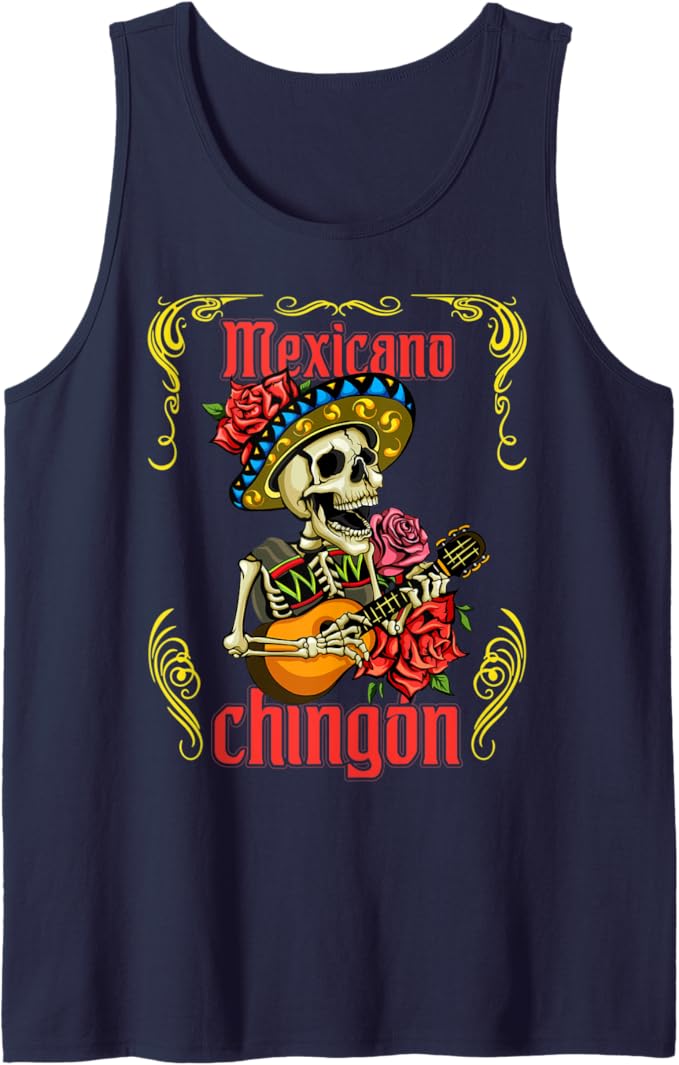 Mexicano Chingon Mariachi Skull Día de los Muertos Men Tank Top – Mexican Day of the Dead Shirt