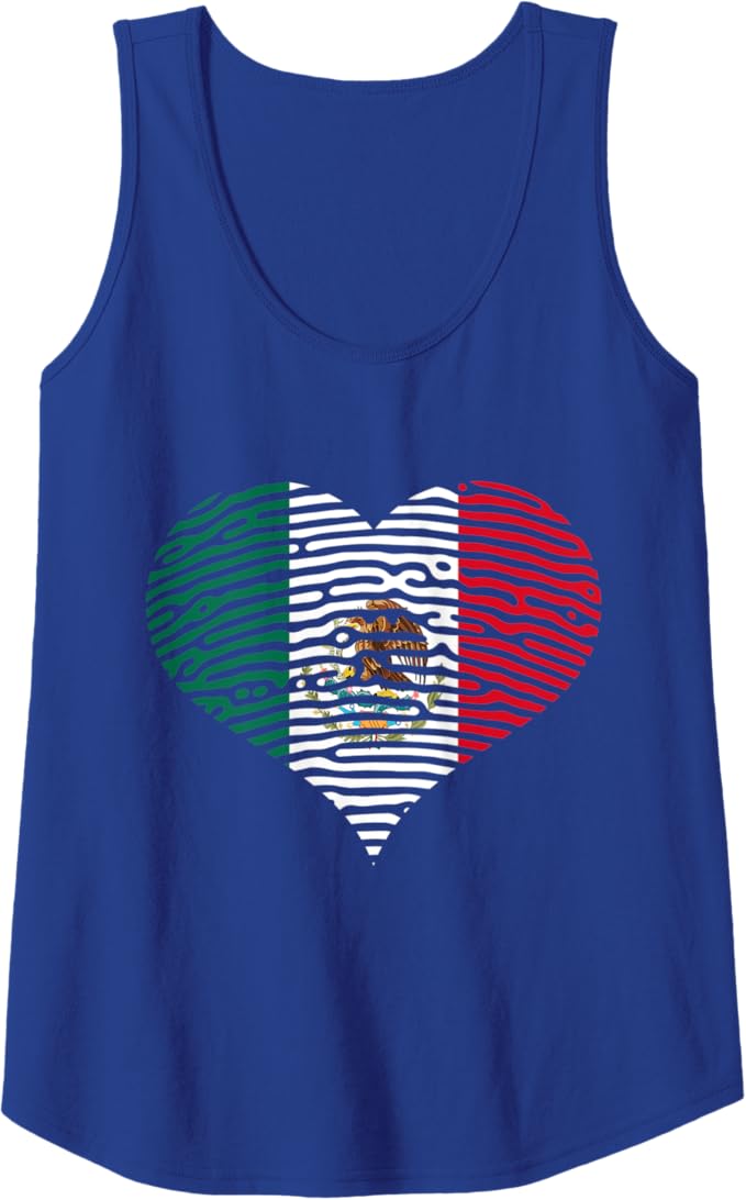 DNA Mexican Bandera Heart Women Tank Top - Mexican Flag Design Shirt
