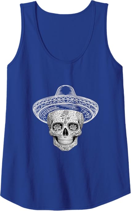 Mexican Sugar Skull Sombrero Women Tank Top | Día de los Muertos Calaveras T-Shirt