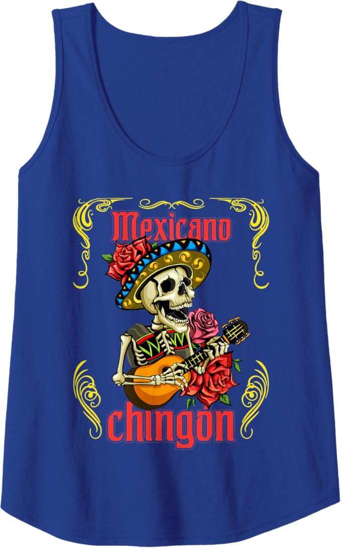 Mexicano Chingon Mariachi Skull Día de los Muertos Women Tank Top – Mexican Day of the Dead Shirt