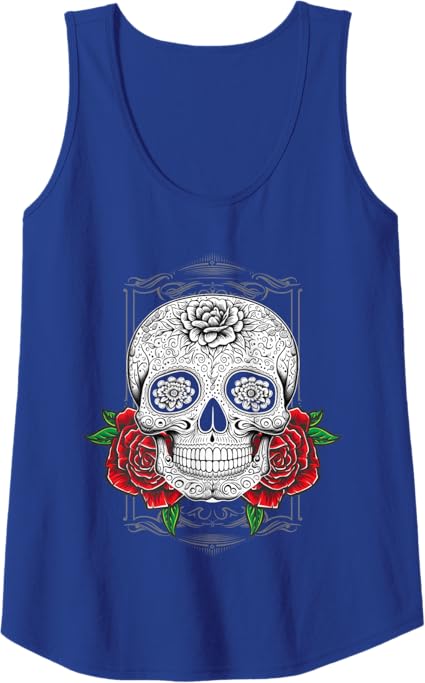Mexican Calaveras Flower Skull Women Tank Top - Dia De Los Muertos Apparel