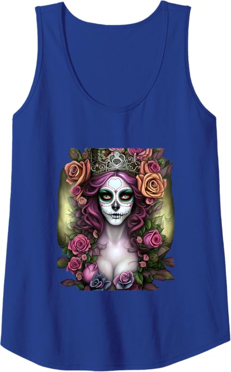 Mexico Dia de los Muertos Calaveras Catrina Day of the Dead Women Tank Top - Unique Skull Shirt for Halloween