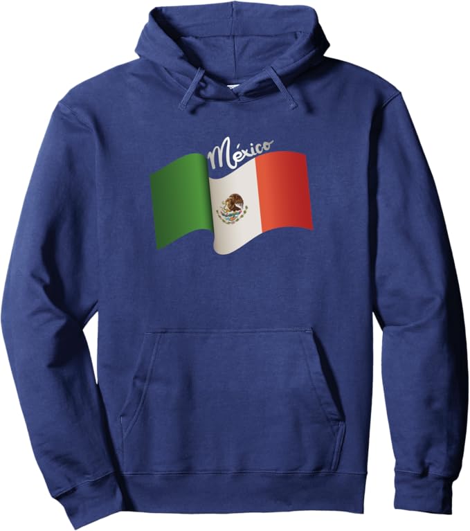 Vintage Mexican Flag Pullover Hoodie - Retro Bandera Mexicana Mexico Design
