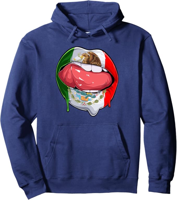 Mexico Flag Lips Mexican Bandera Como Labios Pullover Hoodie - Chicano Pride