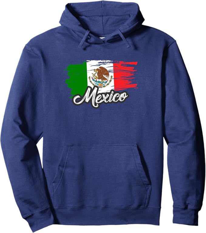 Retro Mexican Flag Pullover Hoodie - Vintage Bandera Mexicana Design