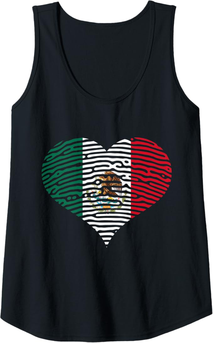 DNA Mexican Bandera Heart Women Tank Top - Mexican Flag Design Shirt