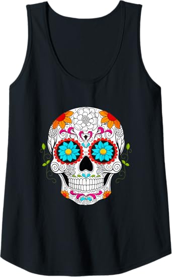Colorful Calaveras de Azucar Women Tank Top - Mexican Día de los Muertos Apparel