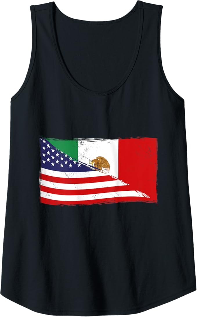 USA Mexico Chicano Women Tank Top | American & Mexican Heritage Flag Design