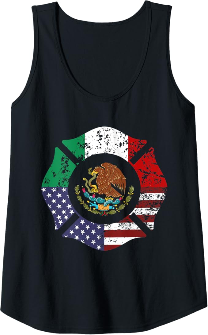 USA American Mexico Mexican Flag Escudo Nacional de México Women Tank Top - Stylish Apparel for Patriotism