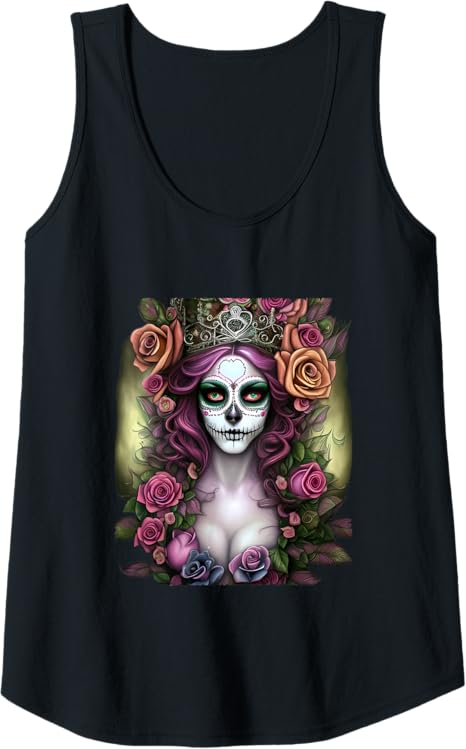 Mexico Dia de los Muertos Calaveras Catrina Day of the Dead Women Tank Top - Unique Skull Shirt for Halloween