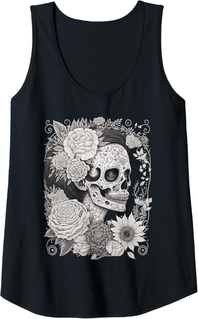 Catrina Sugar Skull Calaveras Women Tank Top - Dia De Los Muertos Mexico Apparel