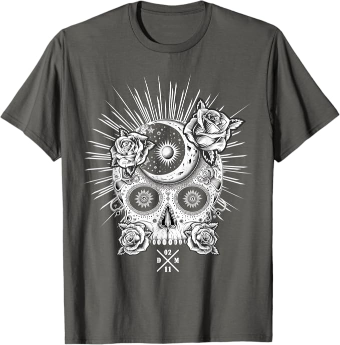 Mexican Sugar Skull Men T-Shirt for Dia De Los Muertos | Occult Halloween Shirt