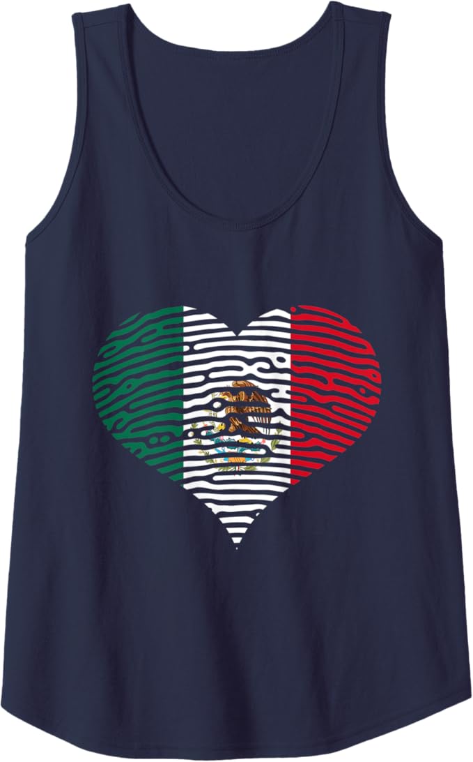 DNA Mexican Bandera Heart Women Tank Top - Mexican Flag Design Shirt