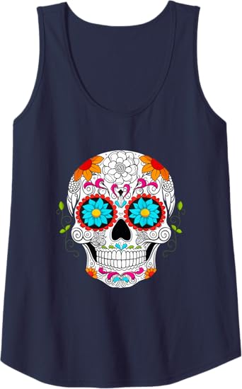 Colorful Calaveras de Azucar Women Tank Top - Mexican Día de los Muertos Apparel