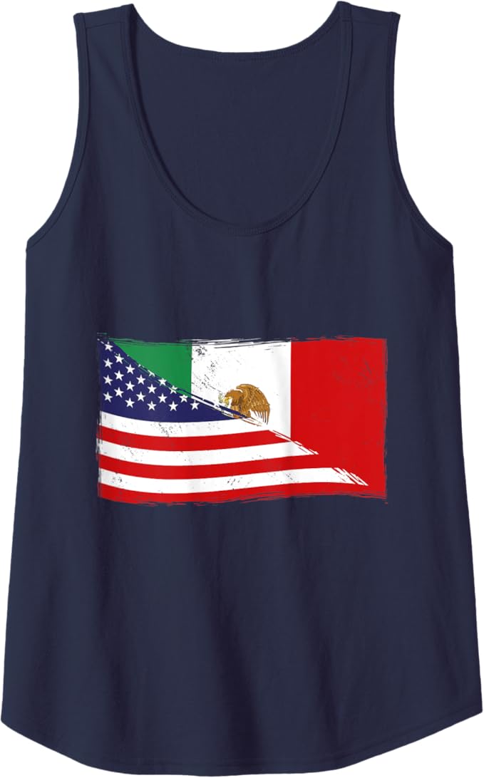 USA Mexico Chicano Women Tank Top | American & Mexican Heritage Flag Design