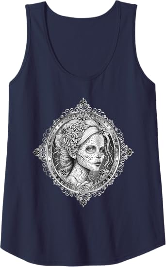 Dia De Los Muertos Calaveras Catrina Women Tank Top – Mexican Skeleton Shirt for Day of the Dead Celebration