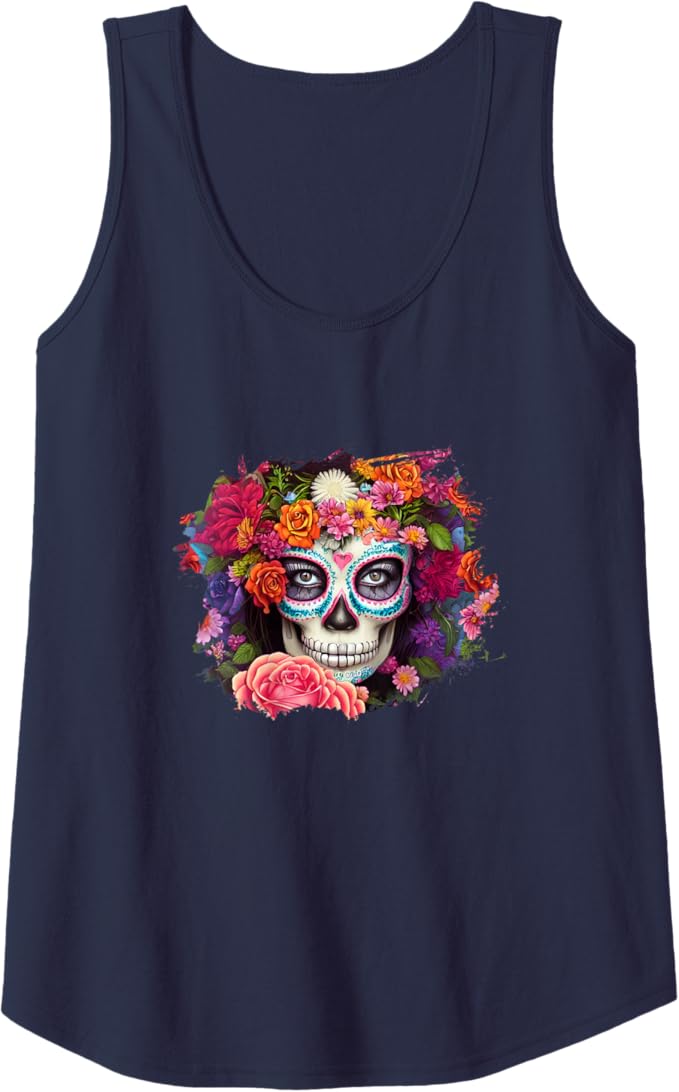 Mexico Day of the Dead Skull Women Tank Top | Dia de los Muertos Apparel