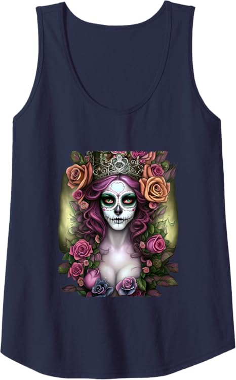 Mexico Dia de los Muertos Calaveras Catrina Day of the Dead Women Tank Top - Unique Skull Shirt for Halloween