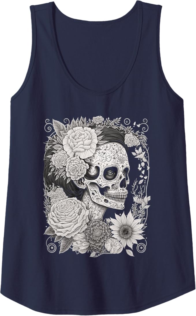 Catrina Sugar Skull Calaveras Women Tank Top - Dia De Los Muertos Mexico Apparel