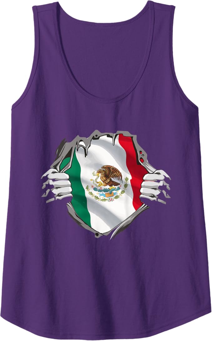Mexican Superhero Women Tank Top with Mexico Flag & Bandera Mexicana Pride