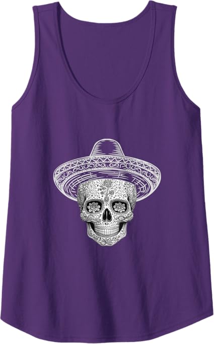 Mexican Sugar Skull Sombrero Women Tank Top | Día de los Muertos Calaveras T-Shirt