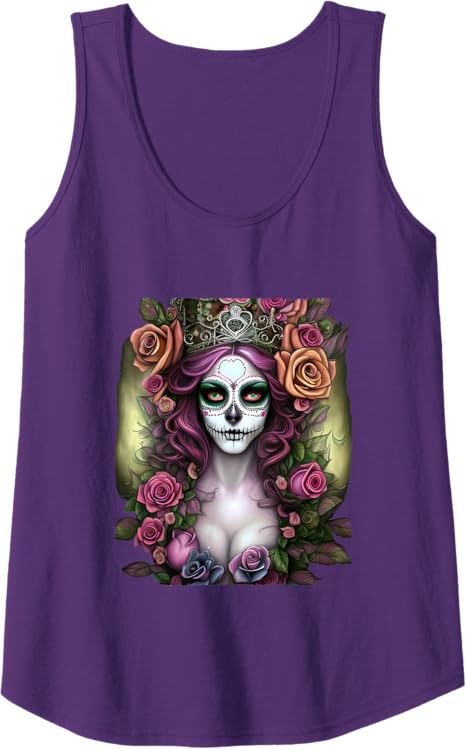 Mexico Dia de los Muertos Calaveras Catrina Day of the Dead Women Tank Top - Unique Skull Shirt for Halloween