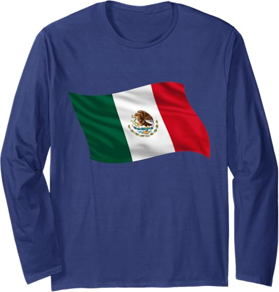 Mexico Bandera Long Sleeve T-Shirt – Mexican Flag Design Shirt