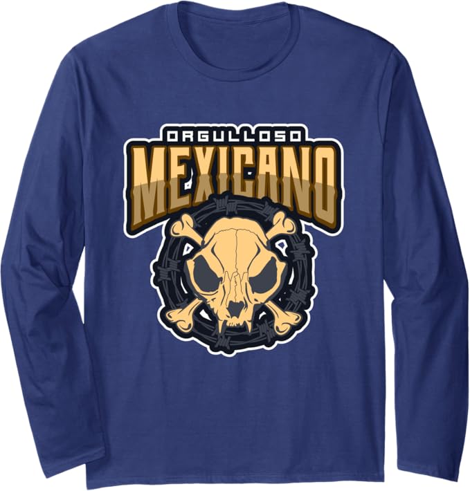 Orgulloso Mexicano Skull T-Shirt – Mexican Chicano Long Sleeve Shirt