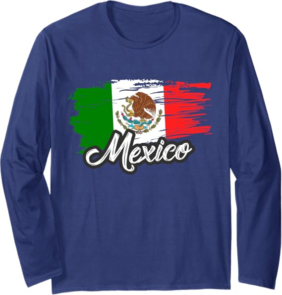 Vintage Mexican Flag Retro Bandera Mexicana Long Sleeve T-Shirt