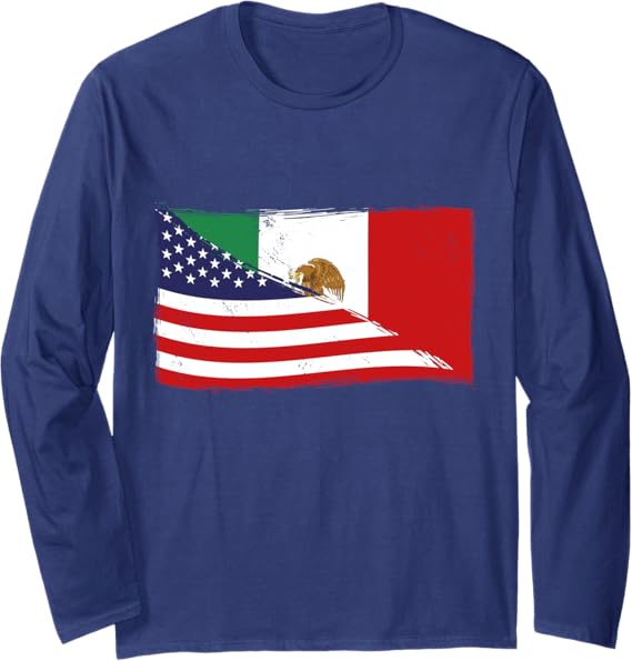 American Mexican Heritage Flag USA Mexico Chicano Long Sleeve T-Shirt
