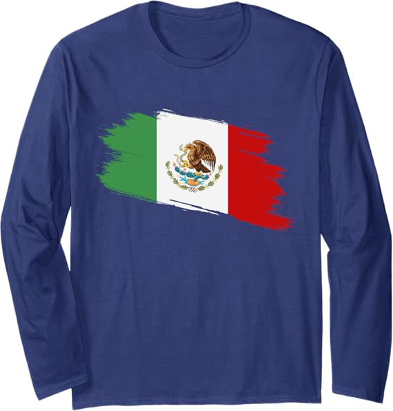 Vintage Mexican Flag Long Sleeve T-Shirt - Bandera Mexicana Mexico Shirt