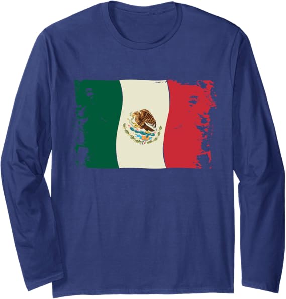 Vintage Mexico Flag Bandera Mexicana Long Sleeve T-Shirt – Mexican Flag Tee for Men & Women