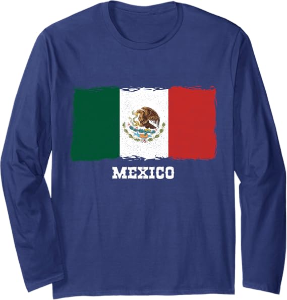 Vintage Mexico Flag Retro Bandera Mexicana Long Sleeve T-Shirt - Classic Mexican Pride Apparel
