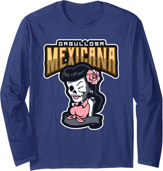 Orgullosa Mexicana Vintage Rockabilly Lowrider Long Sleeve T-Shirt - Mexican Pride Apparel