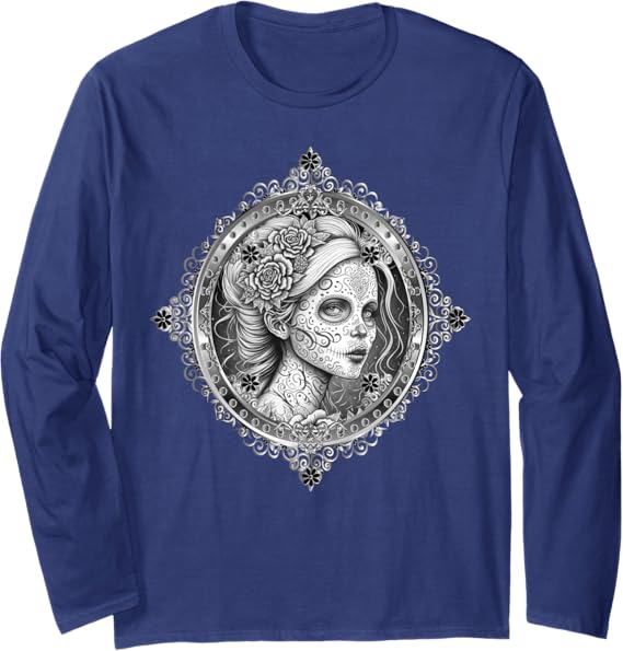 Dia De Los Muertos Calaveras Catrina Long Sleeve T-Shirt – Mexican Day of the Dead Shirt
