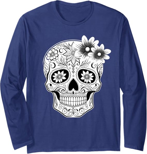 Dia De Los Muertos Mexican Skull Calaveras Long Sleeve T-Shirt – Day of the Dead Apparel