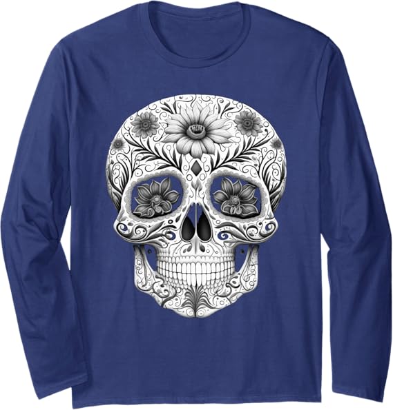 Dia De Los Muertos Mexican Skull Art Long Sleeve T-Shirt