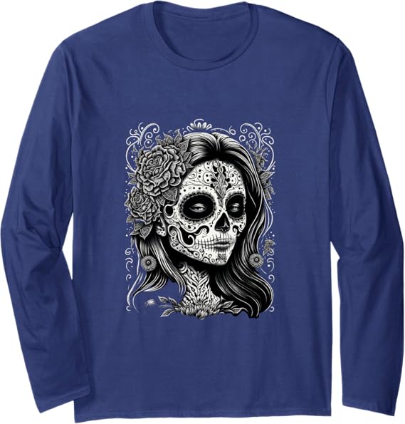 Catrina Calaveras Day of the Dead Mexico Holiday Long Sleeve T-Shirt