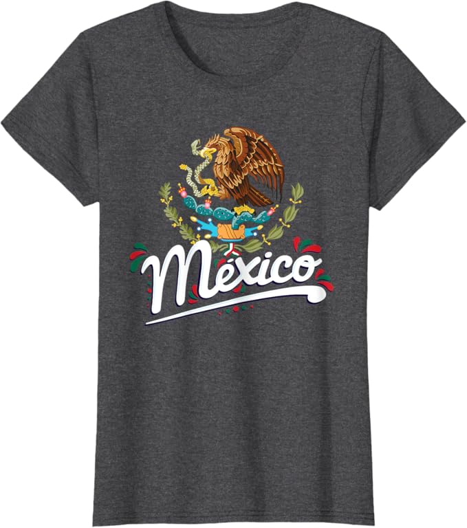 Mexican Flag Coat of Arms Women T-Shirt with Mexico Lettering - Patriotic Graphic Tee