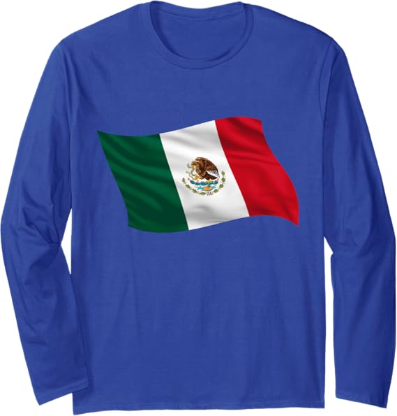 Mexico Bandera Long Sleeve T-Shirt – Mexican Flag Design Shirt