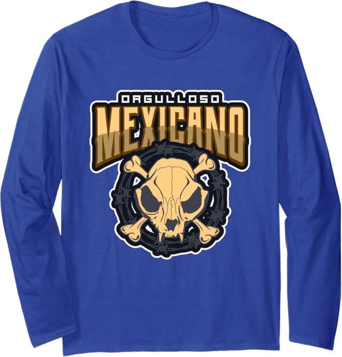 Orgulloso Mexicano Skull T-Shirt – Mexican Chicano Long Sleeve Shirt