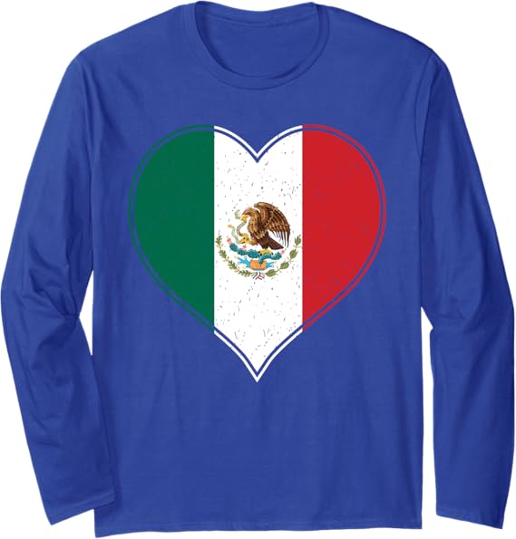 Corazon Mexicano Mexican Flag Long Sleeve T-Shirt - Stylish Bandera de México Design