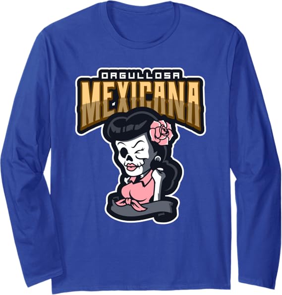 Orgullosa Mexicana Vintage Rockabilly Lowrider Long Sleeve T-Shirt - Mexican Pride Apparel