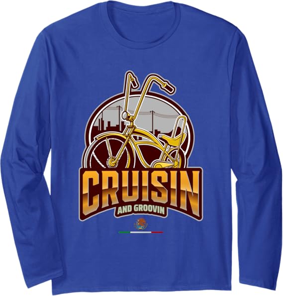 Chicano Lowrider Bike Mexican Long Sleeve T-Shirt | Cruisin' and Groovin' Design