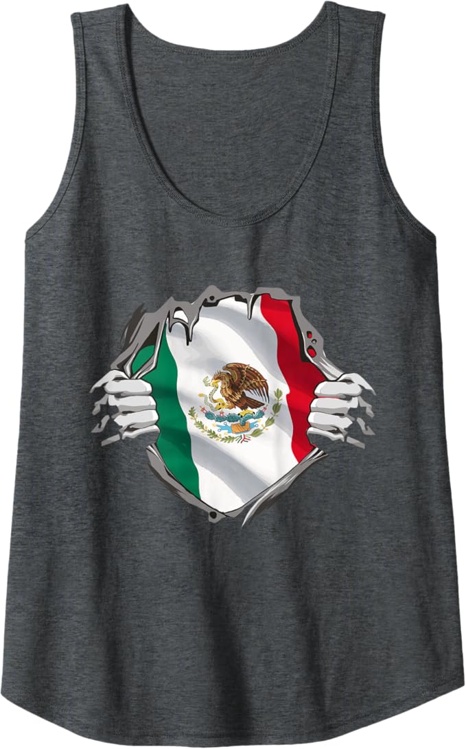 Mexican Superhero Women Tank Top with Mexico Flag & Bandera Mexicana Pride