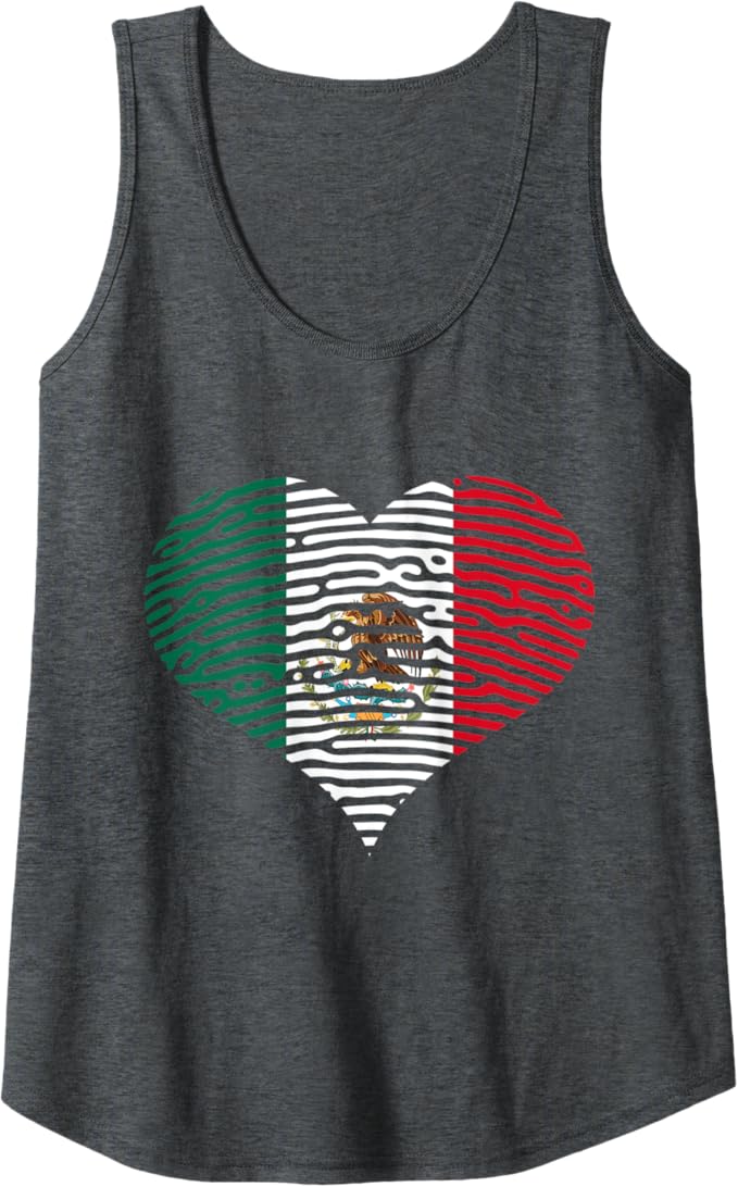 DNA Mexican Bandera Heart Women Tank Top - Mexican Flag Design Shirt