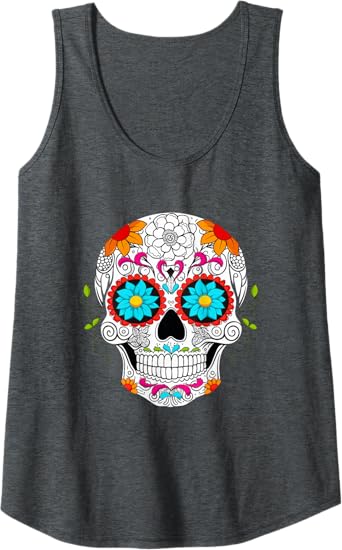 Colorful Calaveras de Azucar Women Tank Top - Mexican Día de los Muertos Apparel