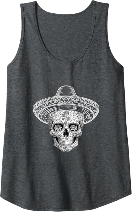 Mexican Sugar Skull Sombrero Women Tank Top | Día de los Muertos Calaveras T-Shirt