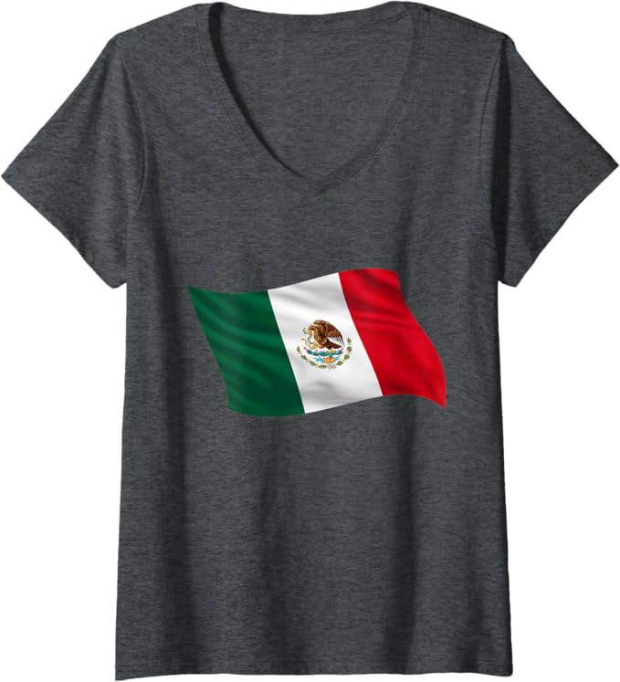 Women's Mexico Bandera V-Neck Women T-Shirt – Mexican Flag Graphic Tee
