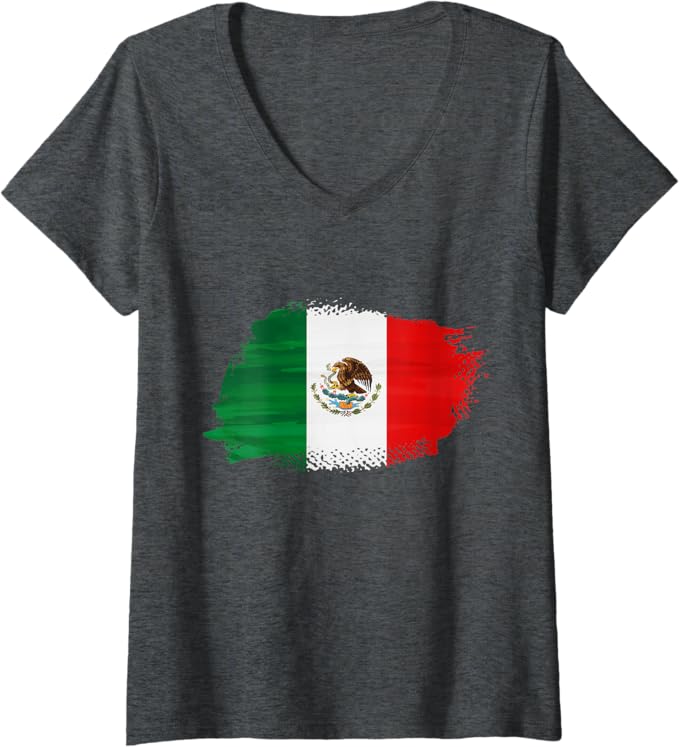 Women's Mexico Bandera Mexican Flag V-Neck Women T-Shirt - Patriotic Apparel